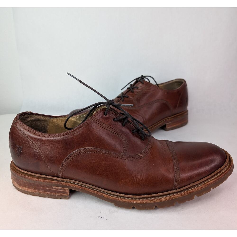Frye Bal Oxford Lug Sole Cognac Brown Leather Lace Up Size 11D